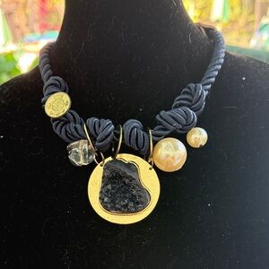 Elegant Black and Gold Statement Necklace